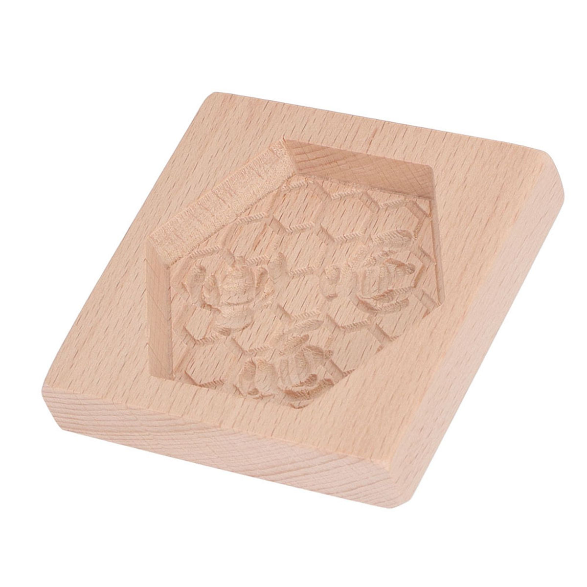 Wooden Cookie Mould Beechwood Reusable Washable Biscuit Press Stamp Mold for Kitchen Baking Bee
