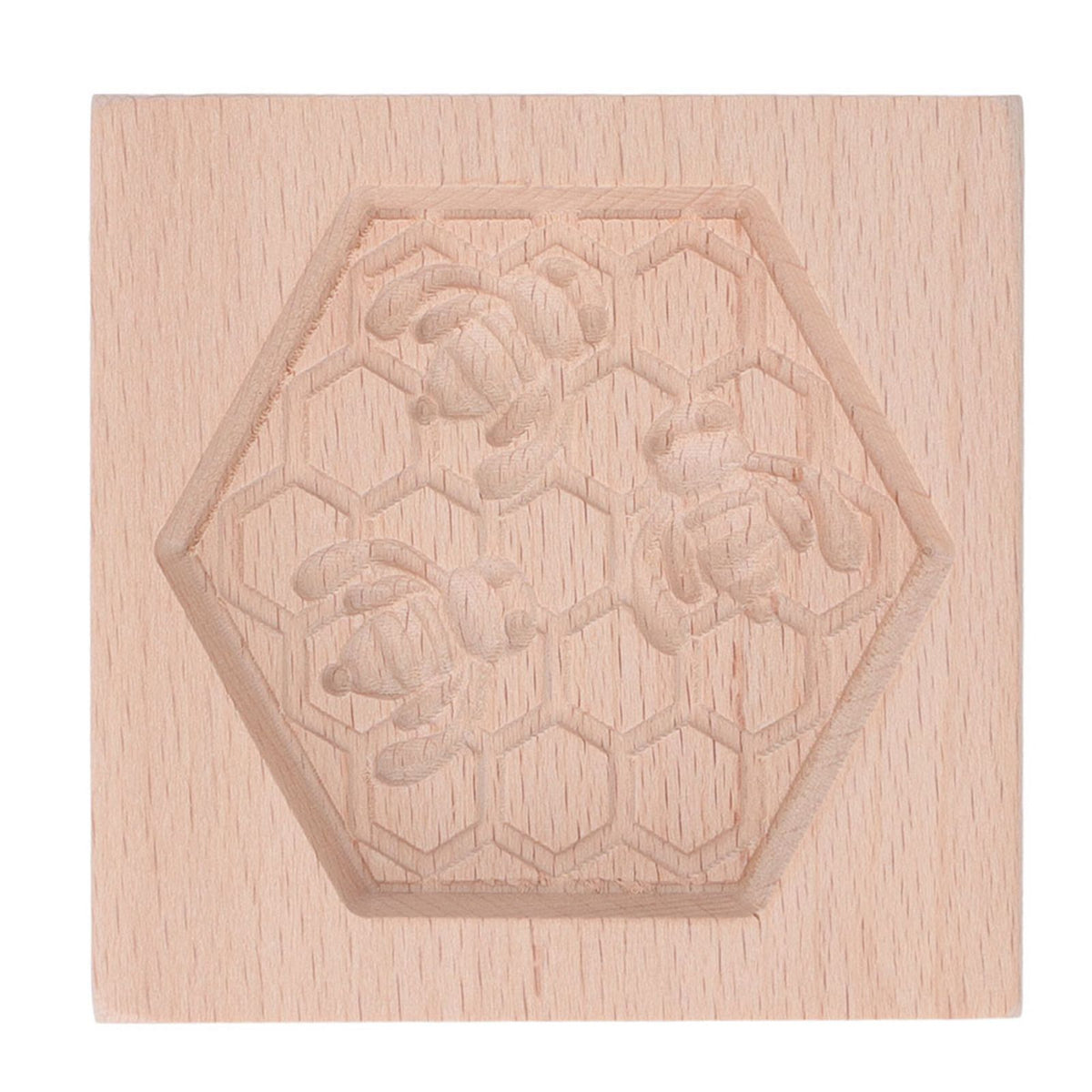 Wooden Cookie Mould Beechwood Reusable Washable Biscuit Press Stamp Mold for Kitchen Baking Bee