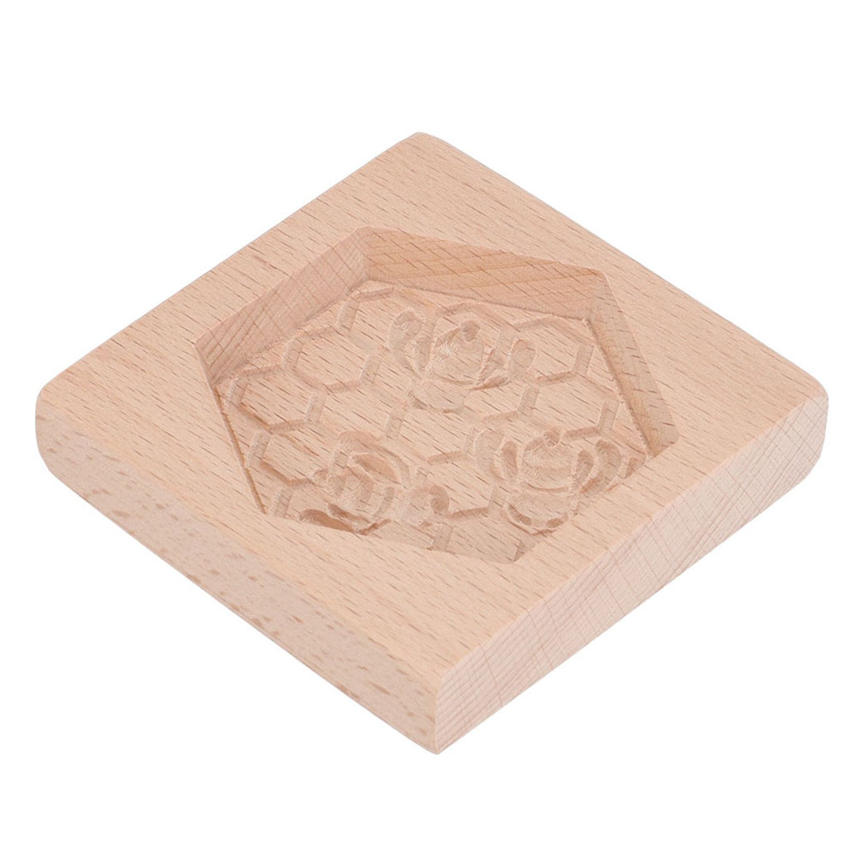 Wooden Cookie Mould Beechwood Reusable Washable Biscuit Press Stamp Mold for Kitchen Baking Bee