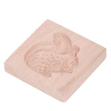 Wooden Cookie Mould Beechwood Reusable Washable Biscuit Press Stamp Mold for Kitchen Baking Squirrel - Front View