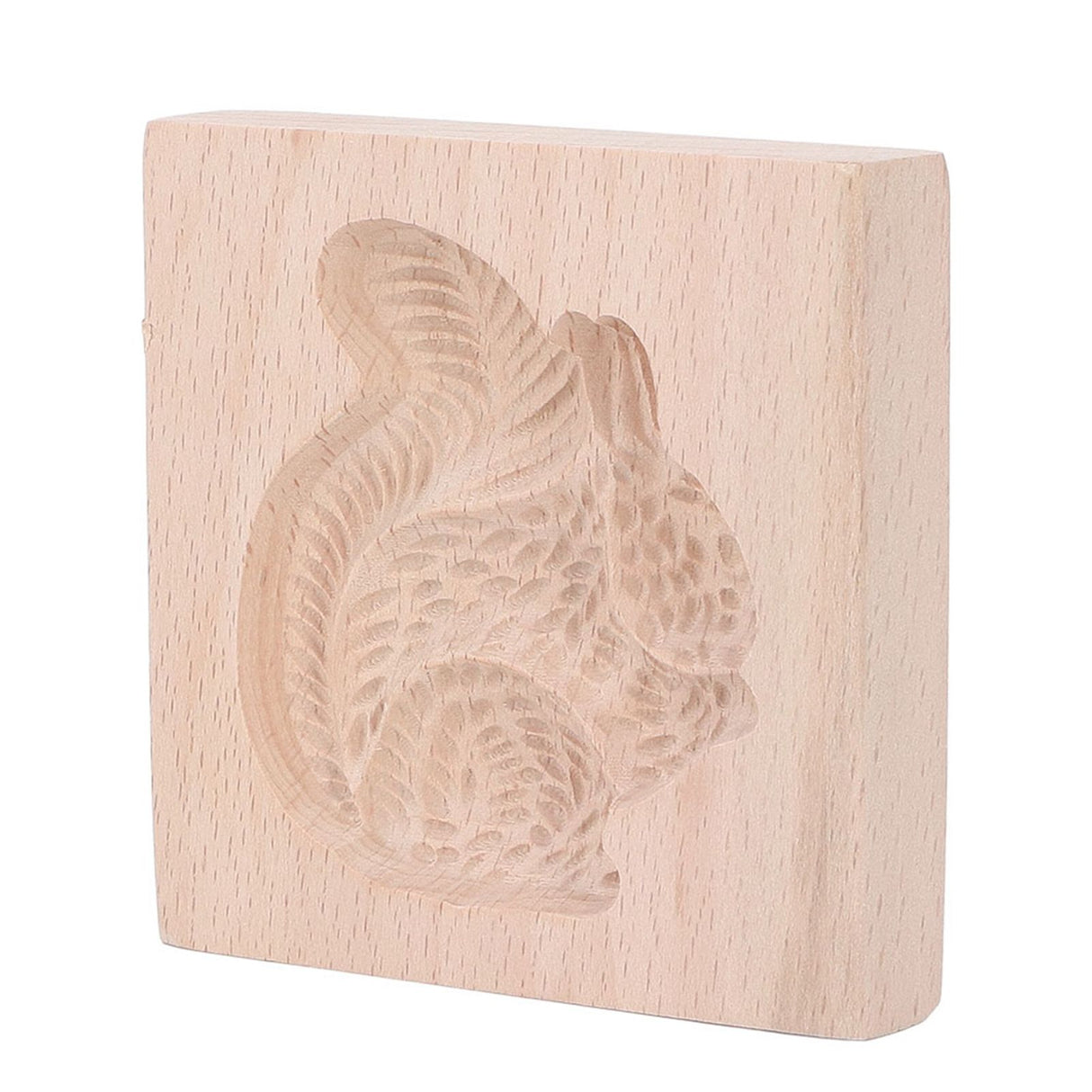 Wooden Cookie Mould Beechwood Reusable Washable Biscuit Press Stamp Mold for Kitchen Baking Squirrel