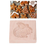 Wooden Cookie Mould Beechwood Reusable Washable Biscuit Press Stamp Mold for Kitchen Baking Squirrel