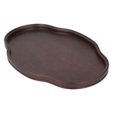 Tea Tray Walnut Color Multifunctional Textured Bamboo Coffee Table Tray for Guest Reception - Close-Up Angle