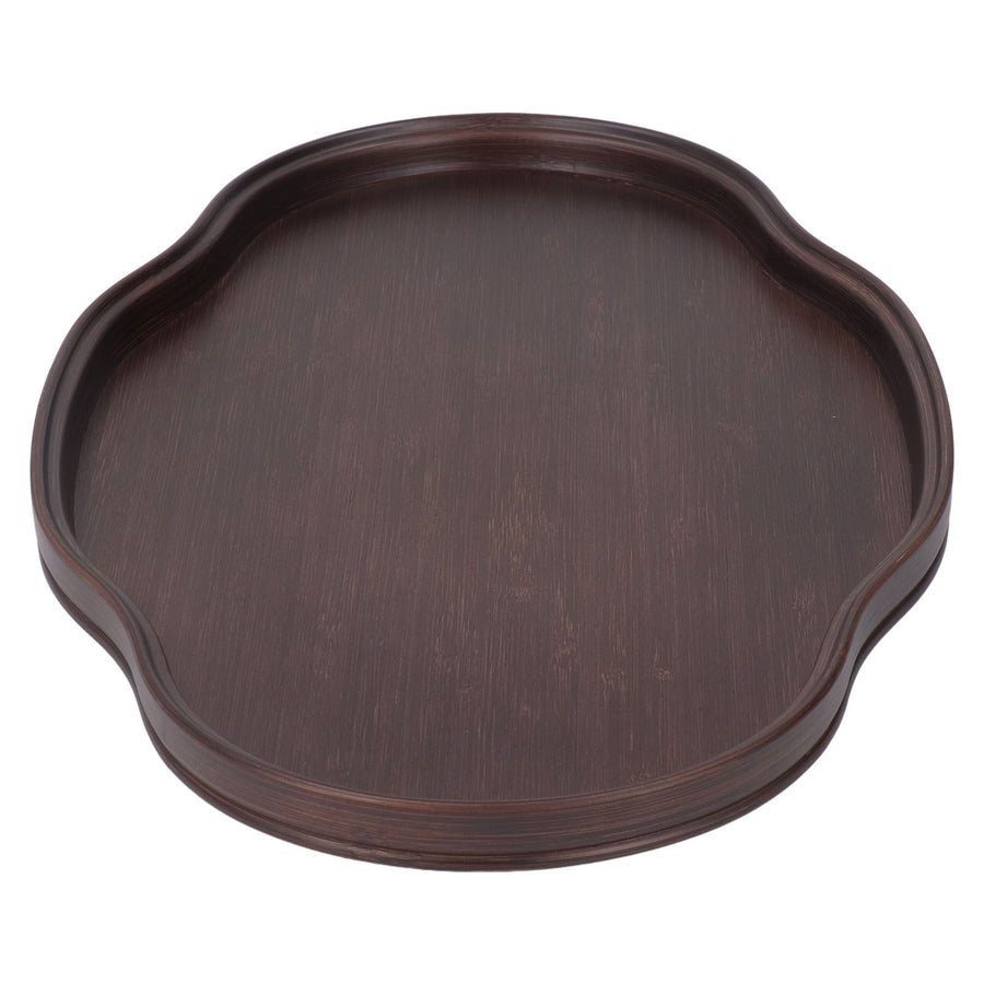 Tea Tray Walnut Color Multifunctional Textured Bamboo Coffee Table Tray for Guest Reception