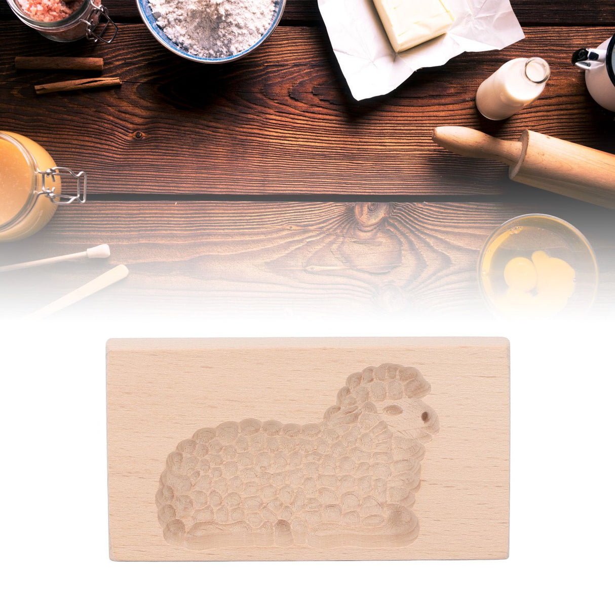 Animal Cookie Mold Lovely Vivid Wooden Biscuit Press Stamp Easy Demoulding Smoothly Cookie Mold Lamb