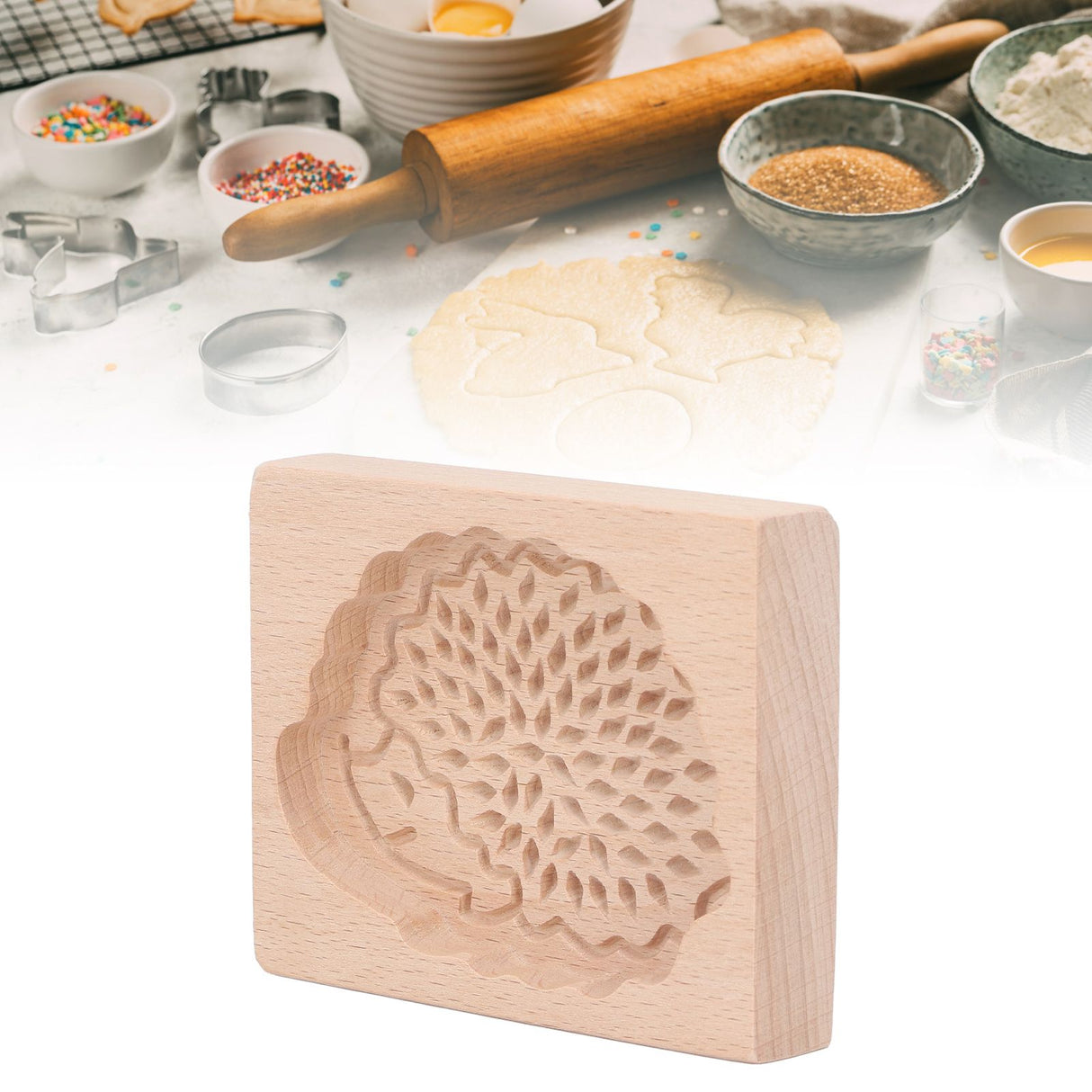 Animal Cookie Mold Lovely Vivid Wooden Biscuit Press Stamp Easy Demoulding Smoothly Cookie Mold Hedgehog