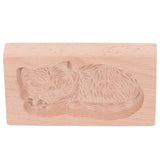Animal Cookie Mold Lovely Vivid Wooden Biscuit Press Stamp Easy Demoulding Smoothly Cookie Mold Cat - Top-Down View
