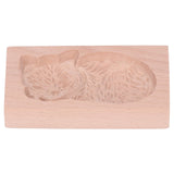 Animal Cookie Mold Lovely Vivid Wooden Biscuit Press Stamp Easy Demoulding Smoothly Cookie Mold Cat - Close-Up Angle