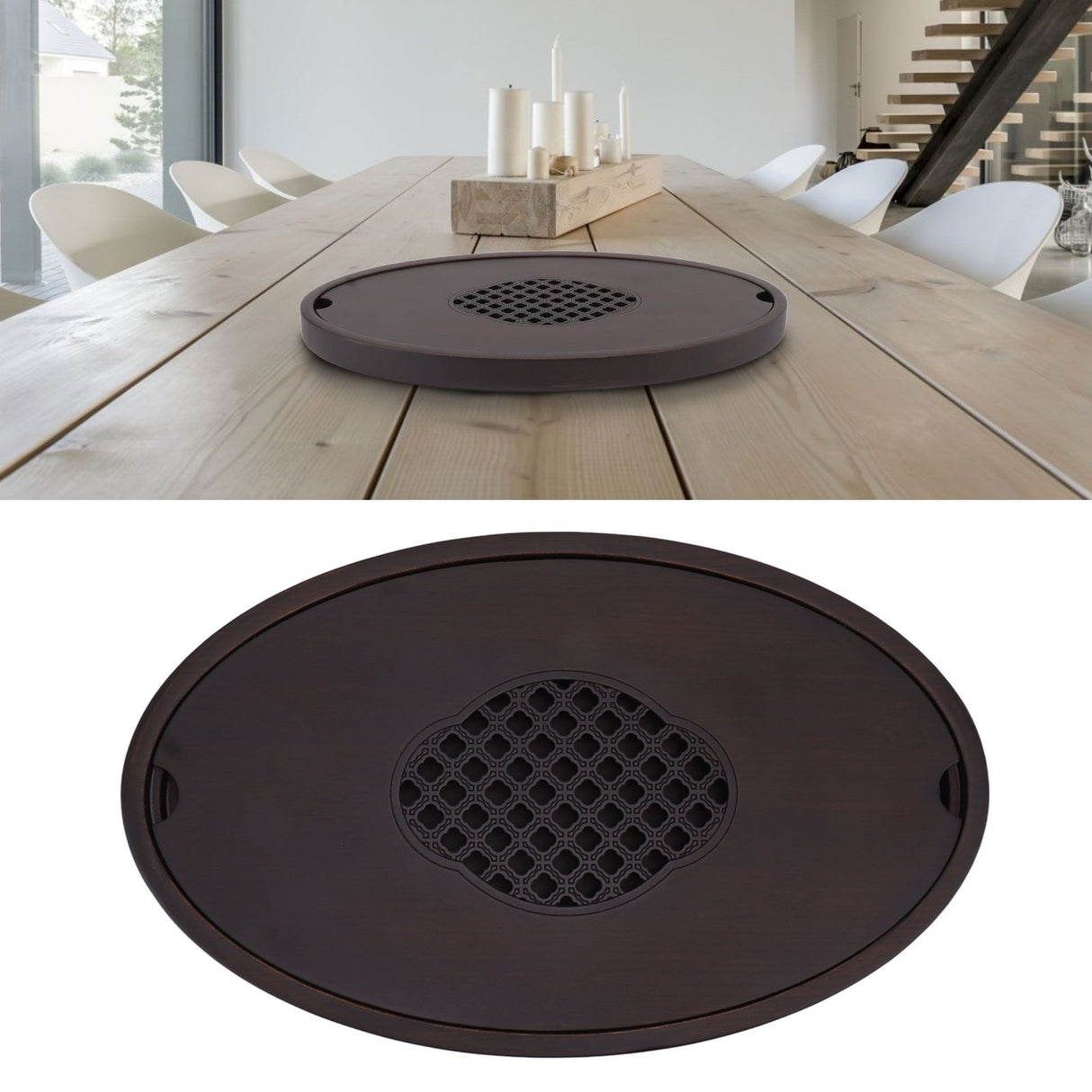 Bamboo Tea Table Tray Walnut Color Simple Elegant Chinese Style Water Storage Tea Tray with Handle S