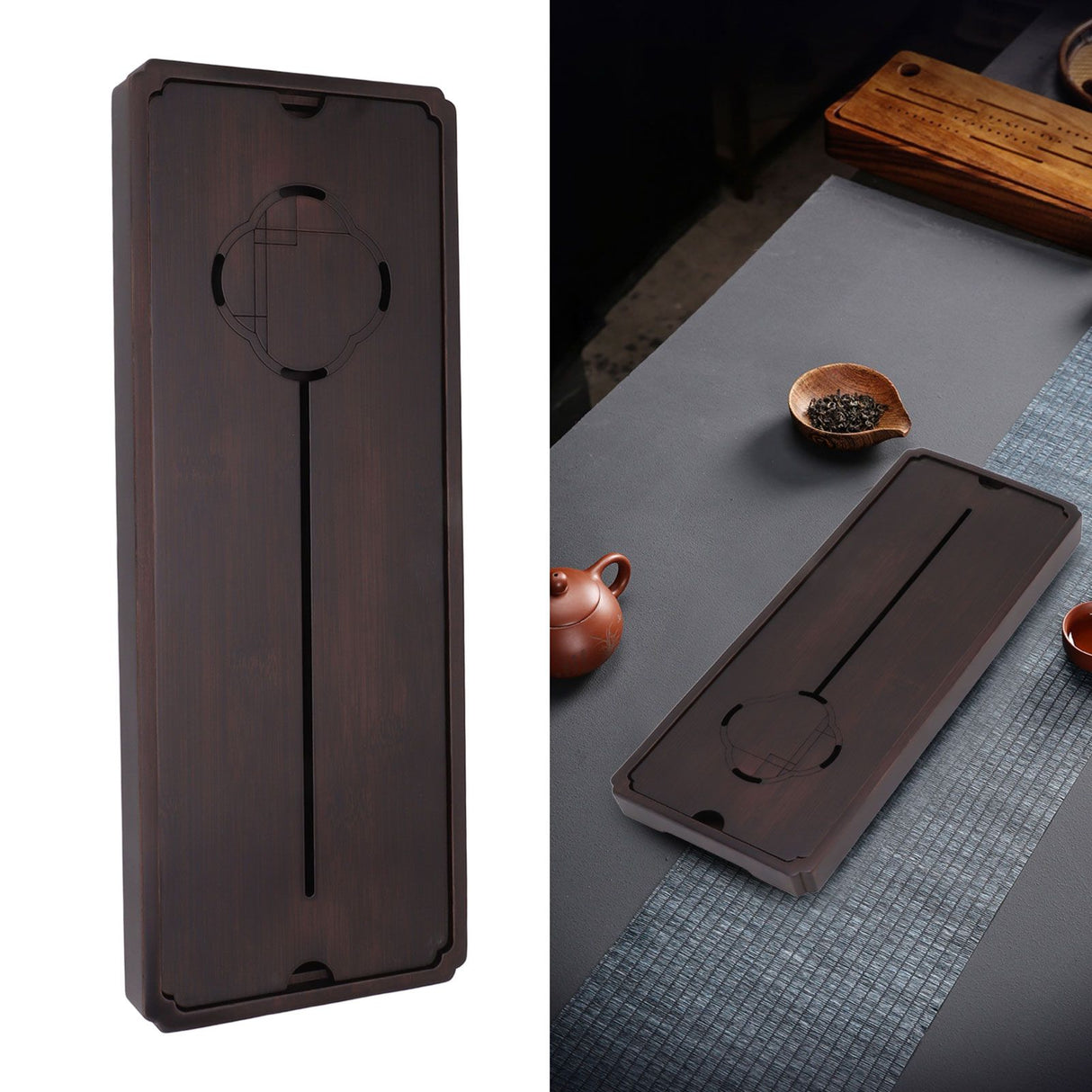 Chinese Water Storage Drainage Tea Tray Bamboo Simple Decorative Robust Household Tea Serving Tray Large Size