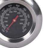 Grill Thermometer Alloy Steel High Accuracy M10 Thread Clear Scale Easy Assembly BBQ Thermometer for Kitchen Camping - Close-Up Angle