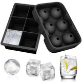 Ice Cube Tray 6 Grids Easy Release Silicone Square and Round with Lid Ice Cube Maker Mold for Freezer - Top-Down View