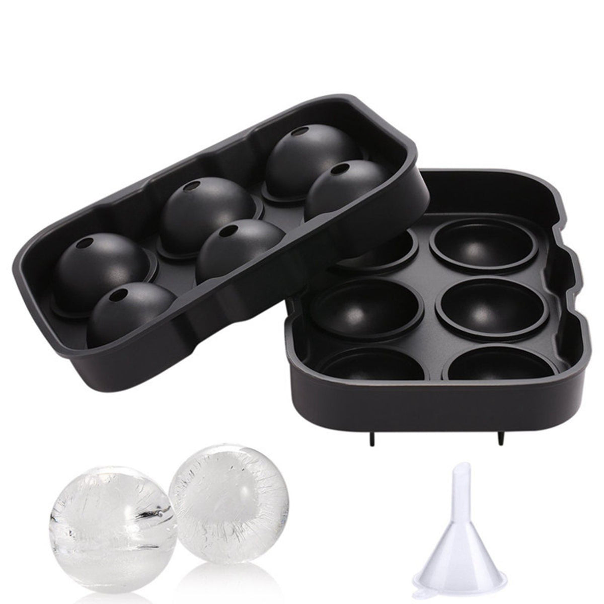 Ice Cube Tray 6 Grids Easy Release Silicone Square and Round with Lid Ice Cube Maker Mold for Freezer
