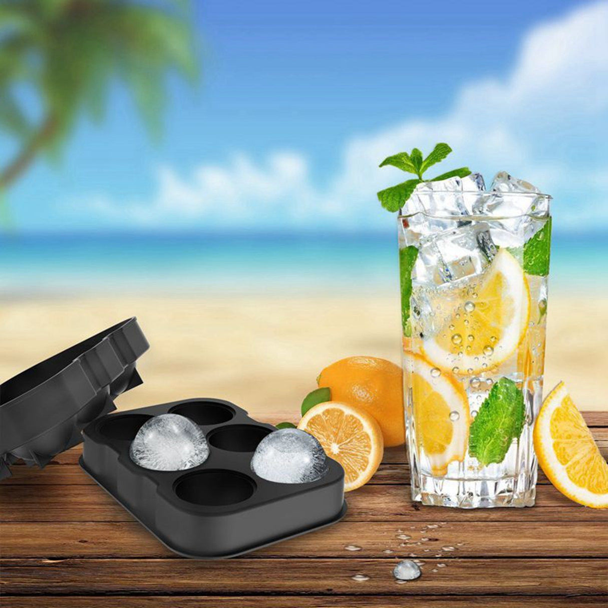 Ice Cube Tray 6 Grids Easy Release Silicone Square and Round with Lid Ice Cube Maker Mold for Freezer
