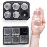 Ice Cube Tray 6 Grids Easy Release Silicone Square and Round with Lid Ice Cube Maker Mold for Freezer