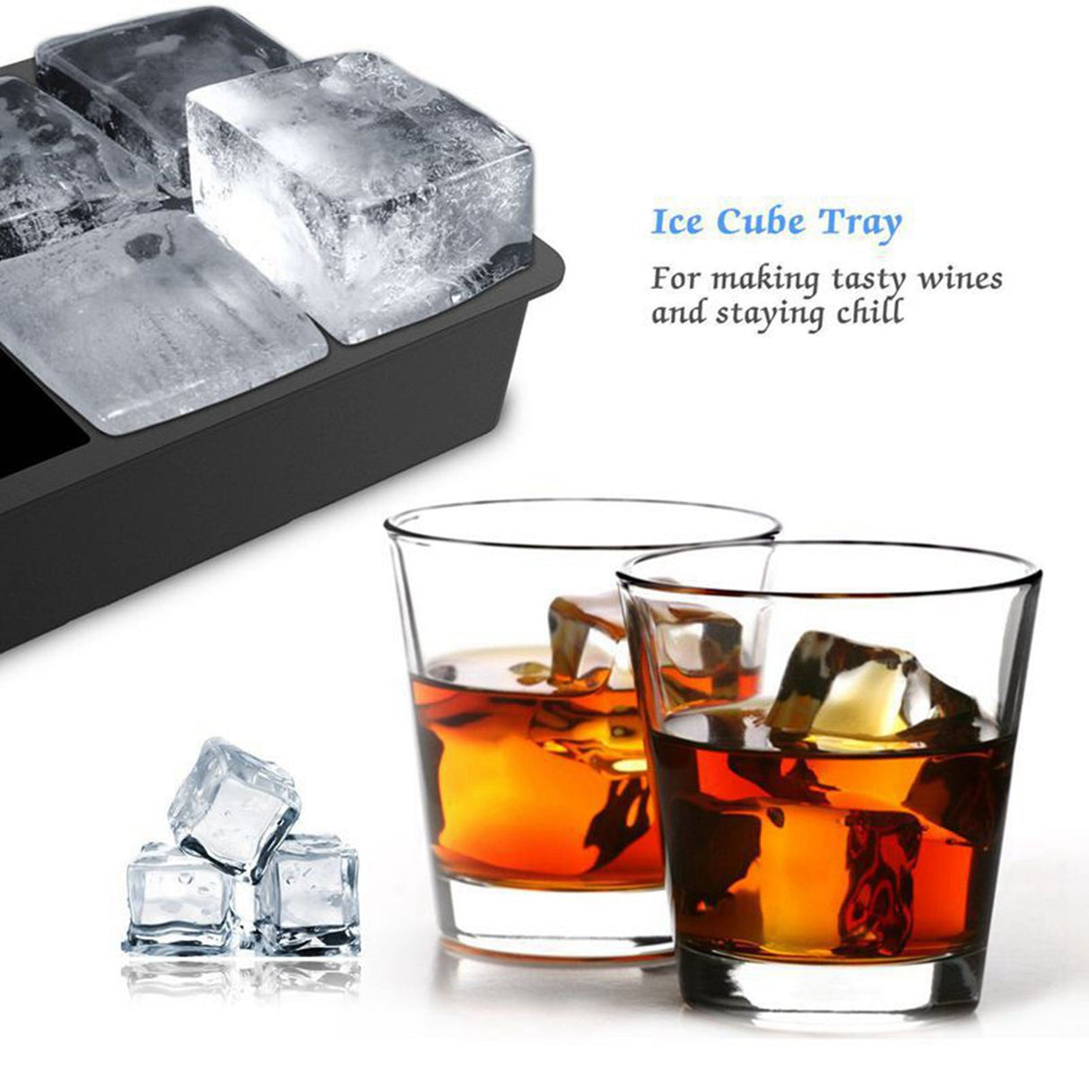Ice Cube Tray 6 Grids Easy Release Silicone Square and Round with Lid Ice Cube Maker Mold for Freezer