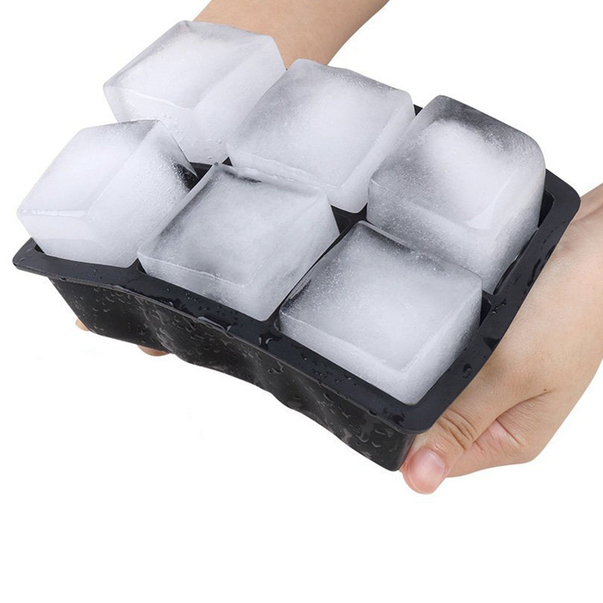 Ice Cube Tray 6 Grids Easy Release Silicone Square and Round with Lid Ice Cube Maker Mold for Freezer
