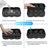 Ice Cube Tray 6 Grids Easy Release Silicone Square and Round with Lid Ice Cube Maker Mold for Freezer