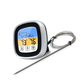 Digital Timer Thermometer Touch Screen Stainless Steel Meat Thermometer for Kitchen BBQ Black - Front View