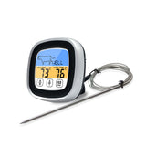 Digital Timer Thermometer Touch Screen Stainless Steel Meat Thermometer for Kitchen BBQ Black