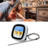 Digital Timer Thermometer Touch Screen Stainless Steel Meat Thermometer for Kitchen BBQ Black - Rear View