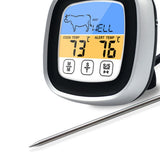 Digital Timer Thermometer Touch Screen Stainless Steel Meat Thermometer for Kitchen BBQ Black
