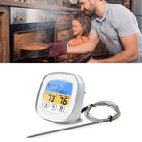 Digital Timer Thermometer Touch Screen Stainless Steel Meat Thermometer for Kitchen BBQ White - 45-Degree Angle