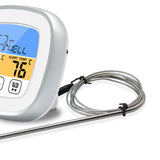 Digital Timer Thermometer Touch Screen Stainless Steel Meat Thermometer for Kitchen BBQ White