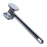 Meat Tenderizer Aluminium Alloy Round Silver Ergonomic Meat Mallet for Kitchen Steak - Front View
