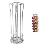 Coffee Capsule Stand 360° Rotation Anti Slip Thick Base Wrought Iron Capsule Pod Holder for Vertuoline 20pods Silver