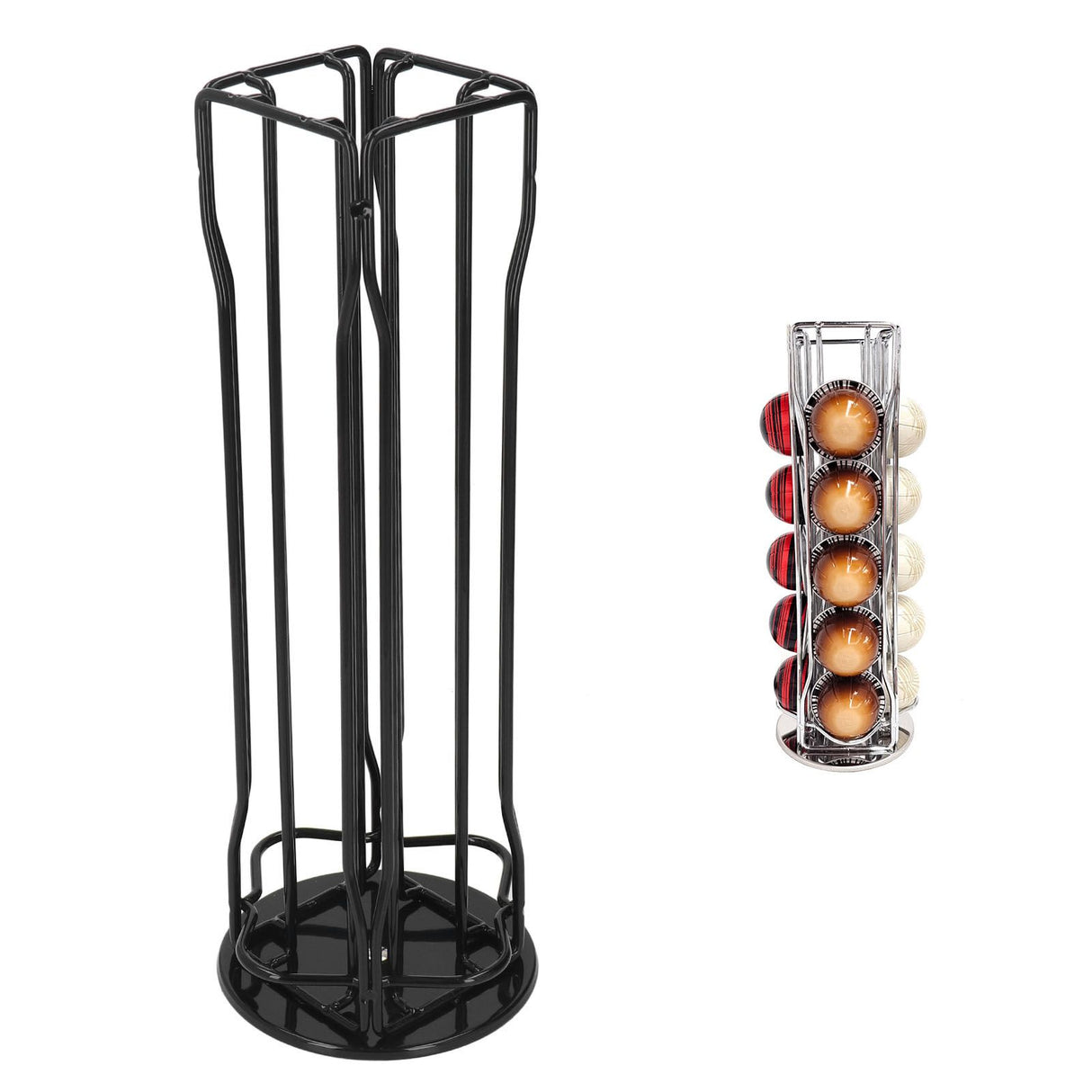 Coffee Capsule Stand 360° Rotation Anti Slip Thick Base Wrought Iron Capsule Pod Holder for Vertuoline 20pods Black