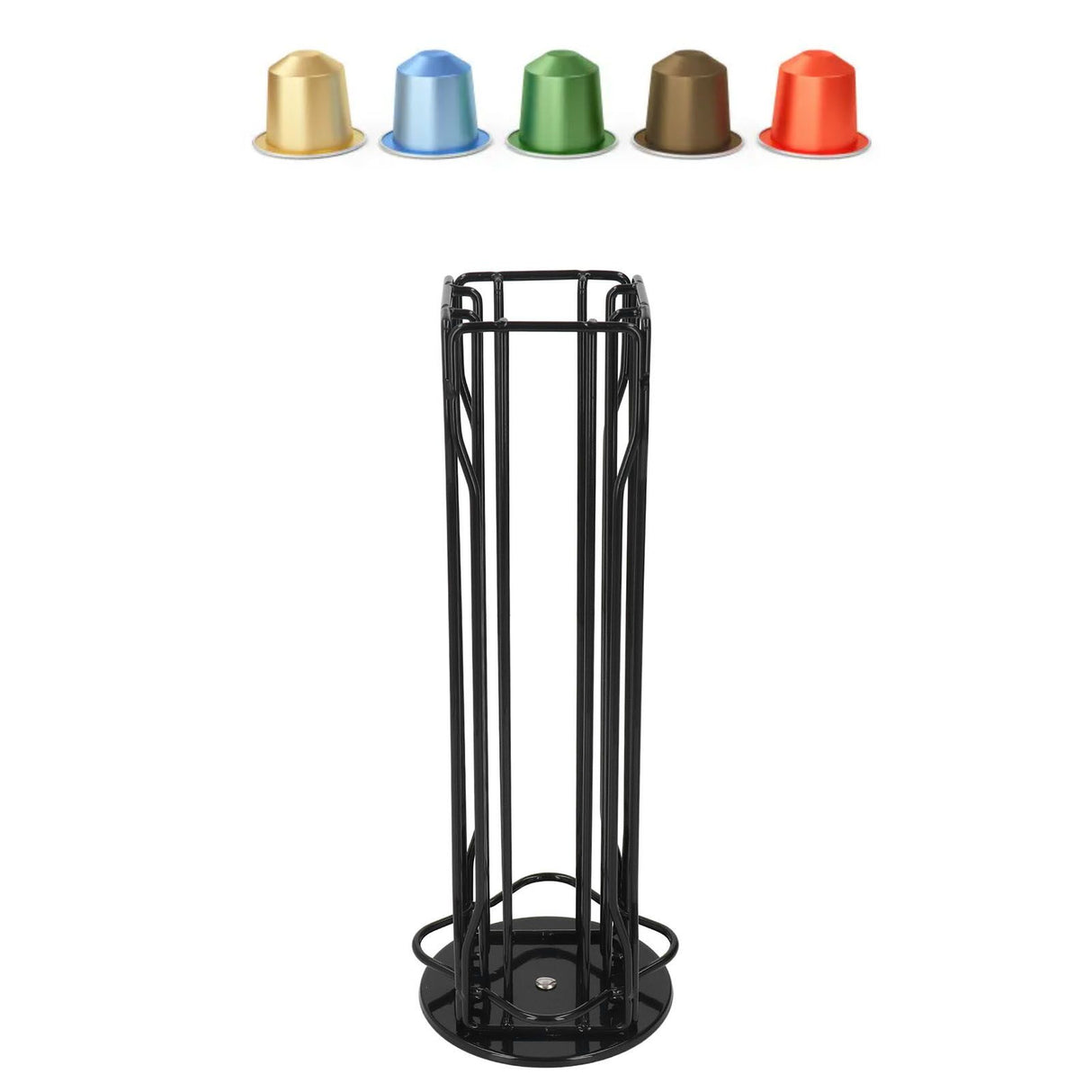 Coffee Capsule Stand 360° Rotation Anti Slip Thick Base Wrought Iron Capsule Pod Holder for Vertuoline 20pods Black