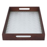Serving Tray Walnut Wood Vintage Glass Cake Bread Breakfast Snack Plate Elegant Rectangle Tray