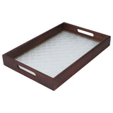 Serving Tray Walnut Wood Vintage Glass Cake Bread Breakfast Snack Plate Elegant Rectangle Tray