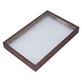 Serving Tray Walnut Wood Vintage Glass Cake Bread Breakfast Snack Plate Elegant Rectangle Tray - Top-Down View