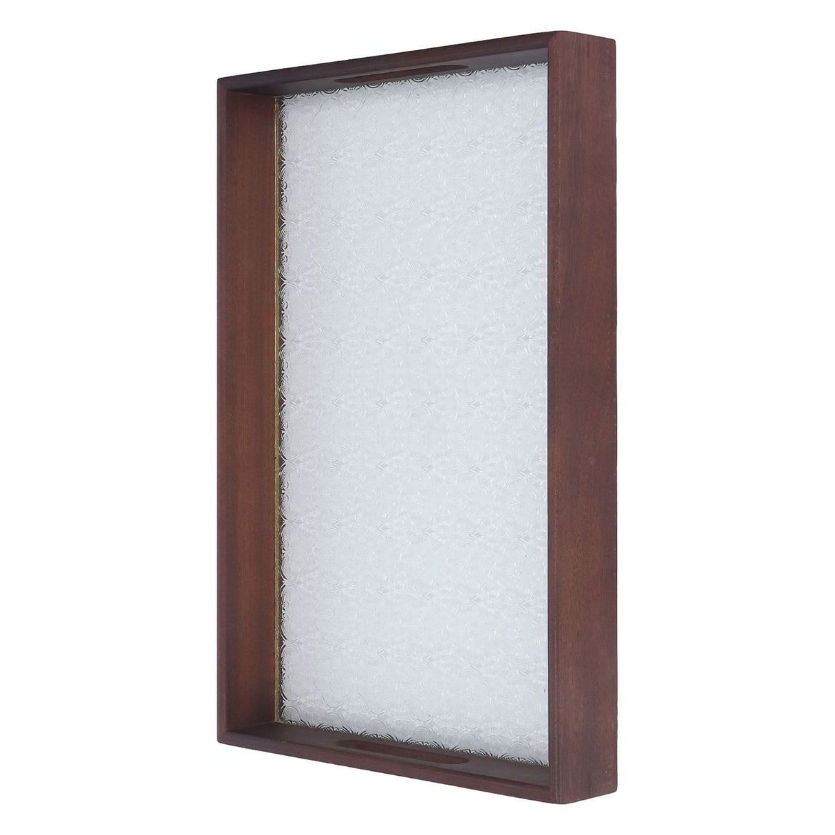 Serving Tray Walnut Wood Vintage Glass Cake Bread Breakfast Snack Plate Elegant Rectangle Tray