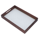 Serving Tray Walnut Wood Vintage Glass Cake Bread Breakfast Snack Plate Elegant Rectangle Tray