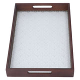 Serving Tray Walnut Wood Vintage Glass Cake Bread Breakfast Snack Plate Elegant Rectangle Tray - Low Angle