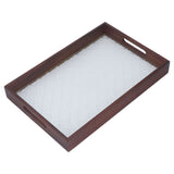 Serving Tray Walnut Wood Vintage Glass Cake Bread Breakfast Snack Plate Elegant Rectangle Tray - Extra Image