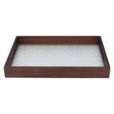 Serving Tray Walnut Wood Vintage Glass Cake Bread Breakfast Snack Plate Elegant Rectangle Tray