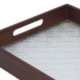 Serving Tray Walnut Wood Vintage Glass Cake Bread Breakfast Snack Plate Elegant Rectangle Tray - Extra Image