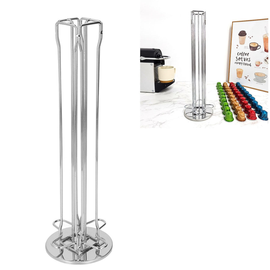 40 Capsule Coffee Pod Holder 360 Degree Rotating Carousel Storage Organizer Dispenser for Nespresso Capsule Silver