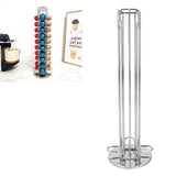 40 Capsule Coffee Pod Holder 360 Degree Rotating Carousel Storage Organizer Dispenser for Nespresso Capsule Silver