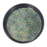 Small Tea Tray Complex Pattern Round Alloy Decorative Tea Serving Tray for Home Patio Porch Deck Green
