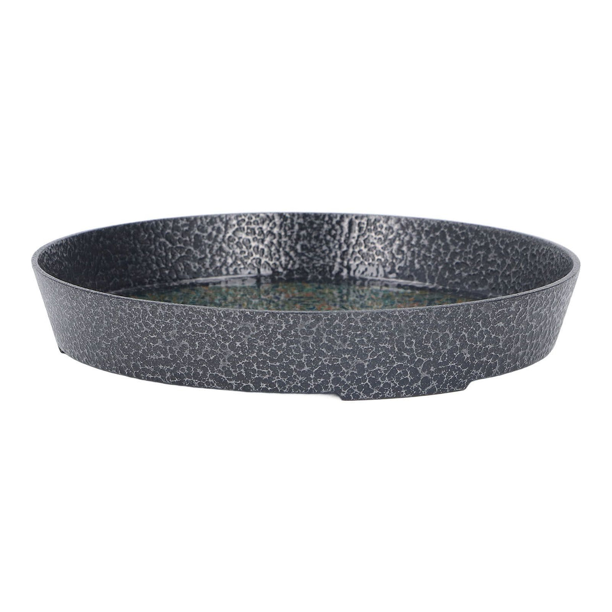 Small Tea Tray Complex Pattern Round Alloy Decorative Tea Serving Tray for Home Patio Porch Deck Green