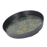 Small Tea Tray Complex Pattern Round Alloy Decorative Tea Serving Tray for Home Patio Porch Deck Green