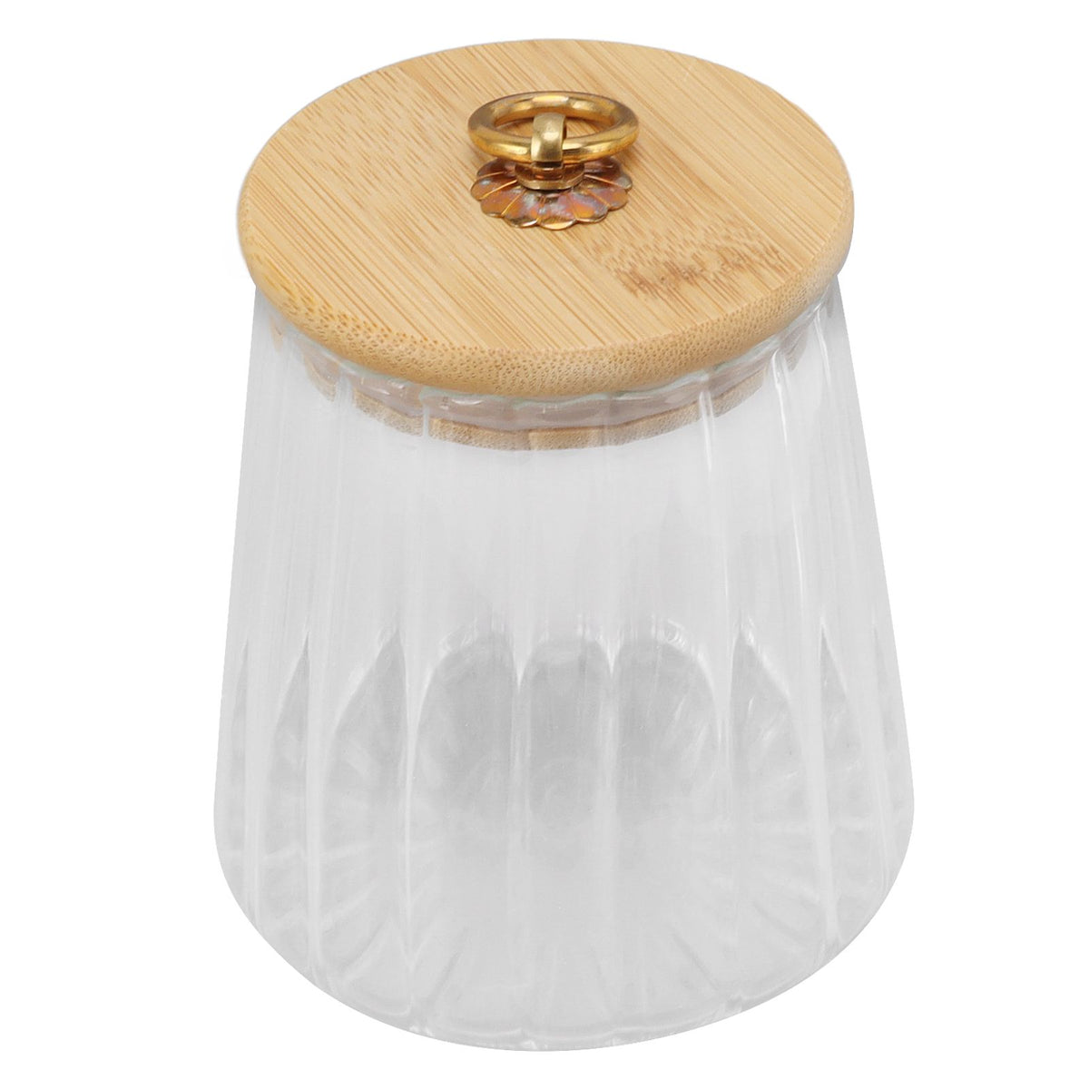 580ml Glass Tea Canister Transparent Food Storage Containers Jars with Airtight Bamboo Lid for Kitchen Counter