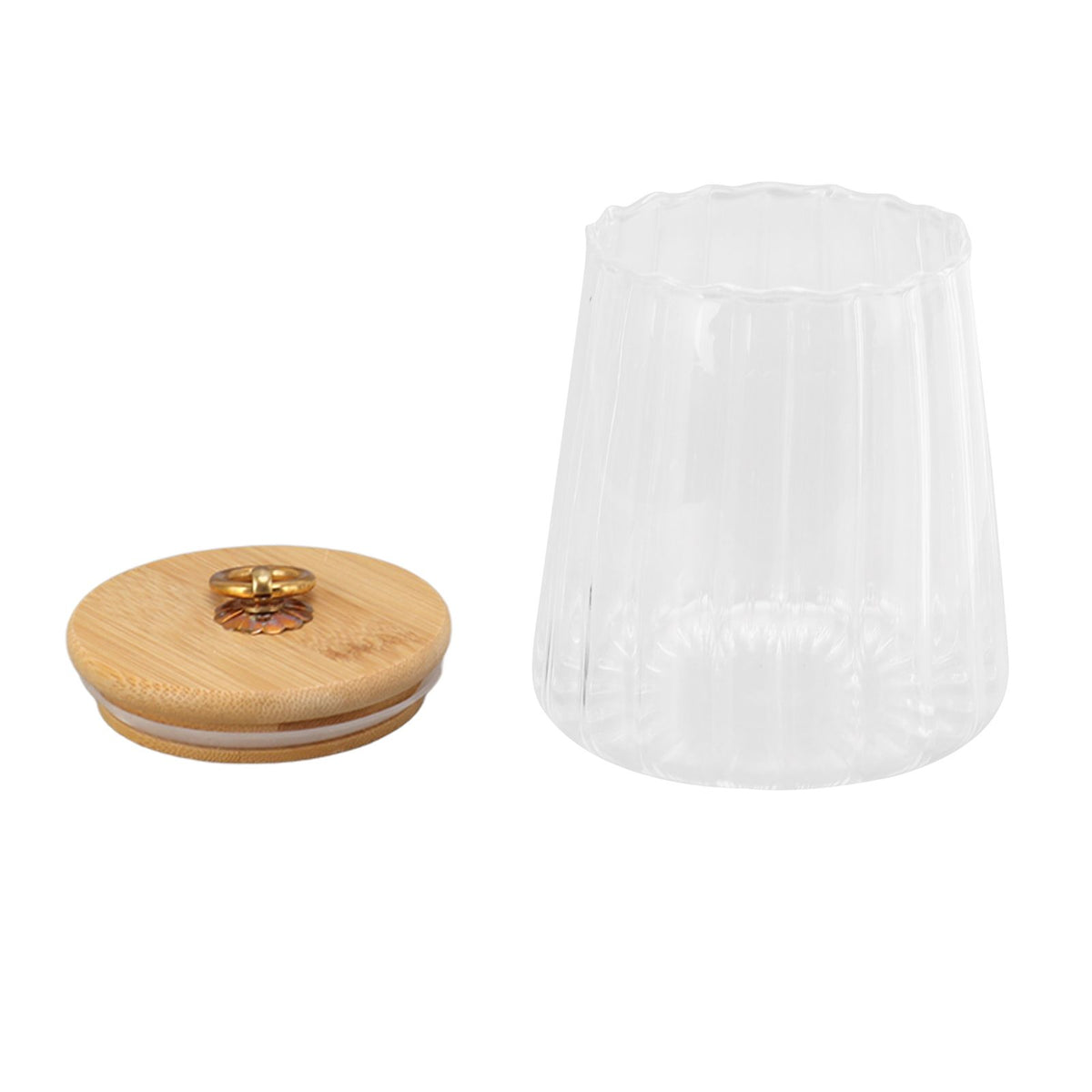 580ml Glass Tea Canister Transparent Food Storage Containers Jars with Airtight Bamboo Lid for Kitchen Counter