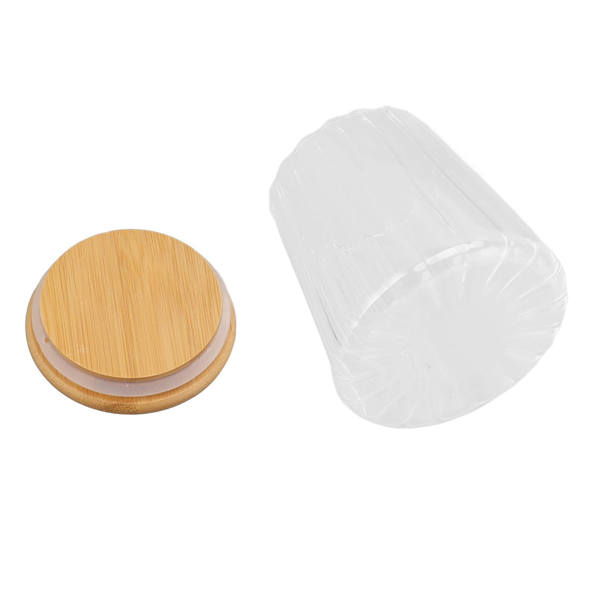 580ml Glass Tea Canister Transparent Food Storage Containers Jars with Airtight Bamboo Lid for Kitchen Counter