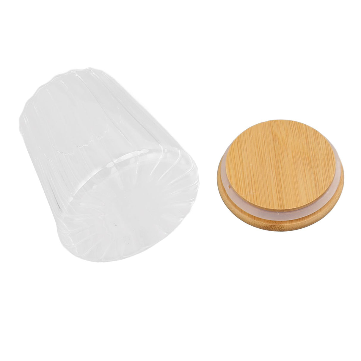 580ml Glass Tea Canister Transparent Food Storage Containers Jars with Airtight Bamboo Lid for Kitchen Counter